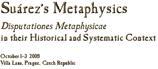 Surezs Metaphysics: Disputationes Metaphysicae in their Historical and Systematic Context.
October 13, 2008, Villa Lana, Prague (Czech Republic)
